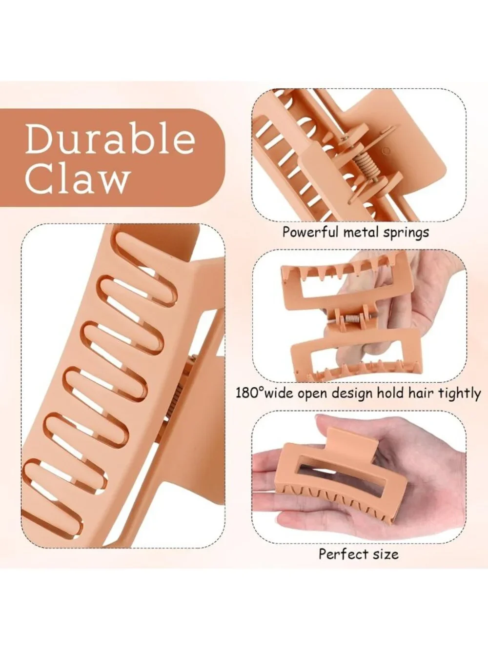 50 Pcs Colorful Hair Claw Clips Set - Nonslip Square & Rectangle Hair